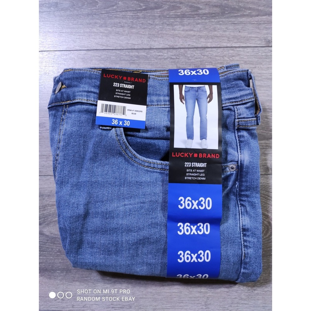 Lucky Brand 223 Straight Jeans Mens 36x30 Blue Stretch Denim Pants NEW